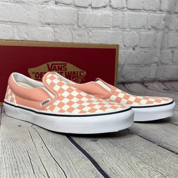 salmon checkered vans
